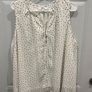 Beacon Apparel Black & White polka dot sleeveless blouse size 1X